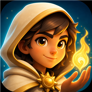 LightKeeper icon: a young hooded healer cupping a glowing flame in their hand